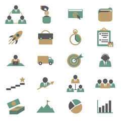Cartoon Color Project Management Icons Set. Vector