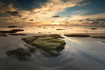 sunset seascape with beautiful sky.