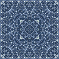 Elegant square light blue abstract pattern. Can be used to design pillows, scarves, neckerchief, bandanna, cushion.