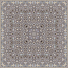 Square pattern for the silk scarf, scarf, printing factory, carpet. Arabic classic style. Vector illustration.