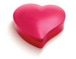 Heart shaped chocolate box. Vector 3d illustration