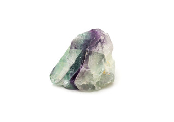 Fluorite mineral form of calcium fluoride isolated on white background.