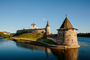 The city of Pskov. Cities of Russia. Fortress in the city of Pskov. Pskov region. Ancient fortress. Russia.