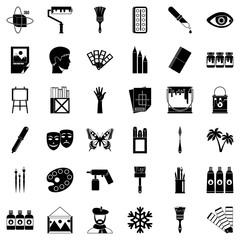 Fototapeta premium Drawing school icons set, simple style