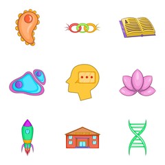 Intellect icons set, cartoon style