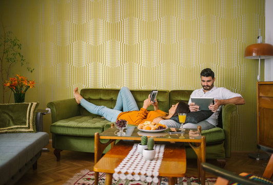 Couple Reading in a Living room