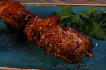 Beef skewer with sauce