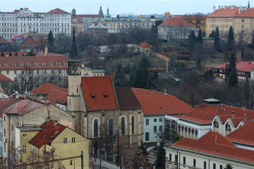 Naklejka na ściany i meble Prague panorama, church, castles, cityscape.