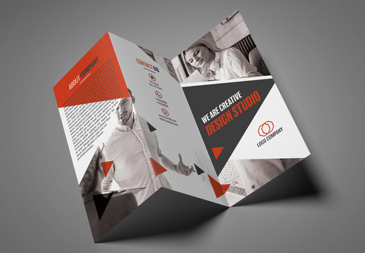 Trifold Brochure Layout with Triangular Elements 1
