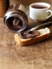 Sandwich with chocolate (chocolate butter) - sweet chocolate