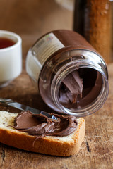 Sandwich with chocolate (chocolate butter) - sweet chocolate