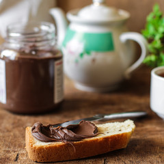 Sandwich with chocolate (chocolate butter) - sweet chocolate