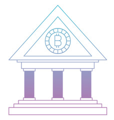 bank building with bitcoin money vector illustration design