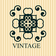 Vintage ornamental logo template with text. Vector illustration