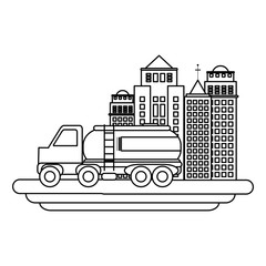 Natural gas container on truck vector illustration graphic design