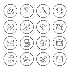 Fototapeta premium Cooking related set round line icons
