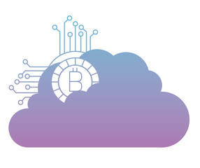 cloud computing with circuit bitcoin money vector illustration design