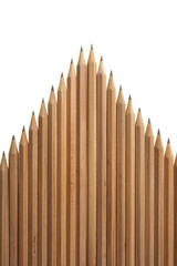 Bunch of identical graphite pencils on white background