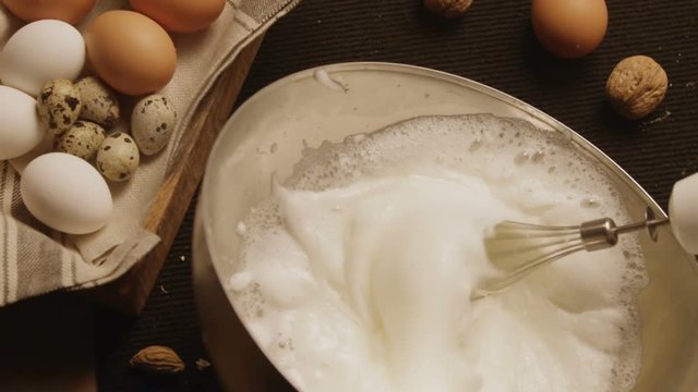 Whisk eggs with corolla