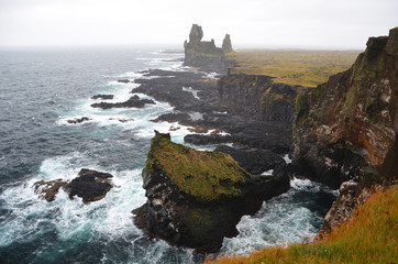 Cliffs of Dritvik Djúpalónssandur in Icelandic Reykjanes Peninsula	