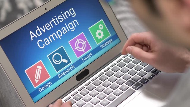 Advertising campaign strategies showing on a laptop computer screen.