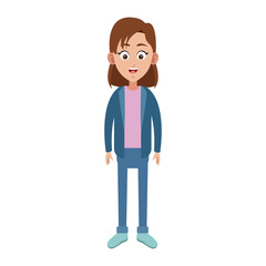 Young woman smiling cartoon icon vector illustration graphic design