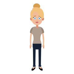 Young woman smiling cartoon icon vector illustration graphic design