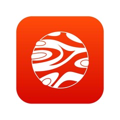 Striped planet icon digital red