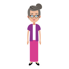 Old woman smiling cartoon icon vector illustration graphic design