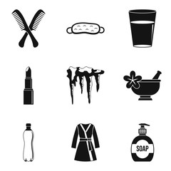 Hygiene icons set, simple style