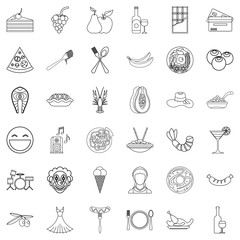 Reception icons set, outline style