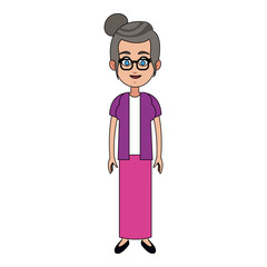 Old woman smiling cartoon icon vector illustration graphic design