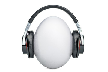 Egg with headphones, 3D rendering