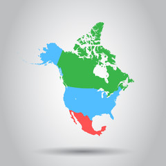 North America map icon. Business cartography concept North America pictogram. Vector illustration.