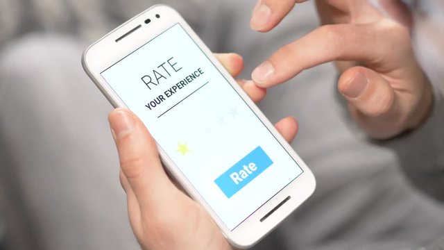 Giving a really bad review on a smartphone screen