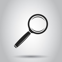 Loupe icon vector. Magnifier in flat style. Search sign concept.