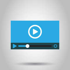 Play icon vector. Play video illustration in flat style. Simple business concept pictogram on isolated background.