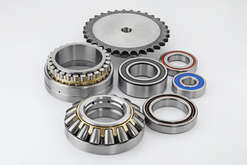 Close up of bearings isolated on white