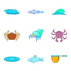 Moisturizing icons set, cartoon style