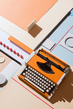 Abstract geometrical compostion/background with typing machine.