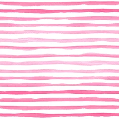 Wallpaper murals Horizontal stripes Watercolor seamless pattern with pink horizontal stripes.