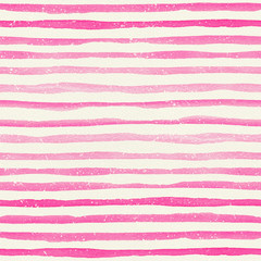 Materiał do szycia Watercolor seamless pattern with pink horizontal stripes on a watercolor paper texture.