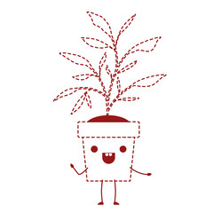 house plant in pot kawaii character vector illustration design