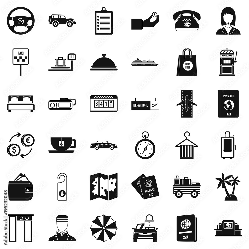 Poster loot icons set, simple style