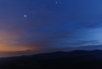 Fototapeta premium The last light of the day in the mountains