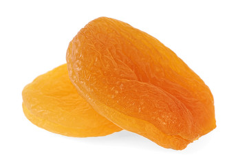 Dried apricots on a white background