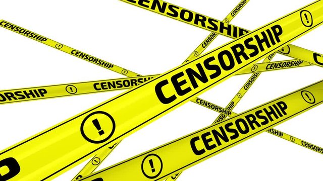 Censorship. Yellow warning tapes with inscription CENSORSHIP. Footage video