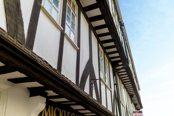 Historic timber tudor style house on Micklegate Bar in York in Yorkshire United Kingdom
