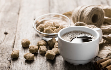 Coffee on a wooden table