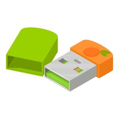 Mini flash drive icon, isometric style